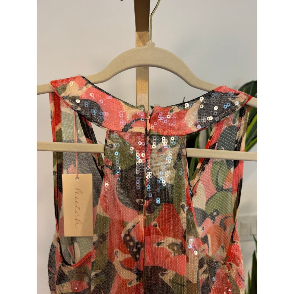Hutch | Sequin Abstract Floral Ruched Mini Dress - Picture 9 of 13